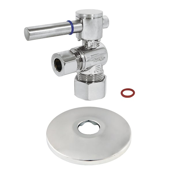Kingston Brass CC53301DLK 5/8-Inch X 3/8-Inch OD Comp Quarter-Turn Angle Stop Valve with Flange, Polished Chrome CC53301DLK - main